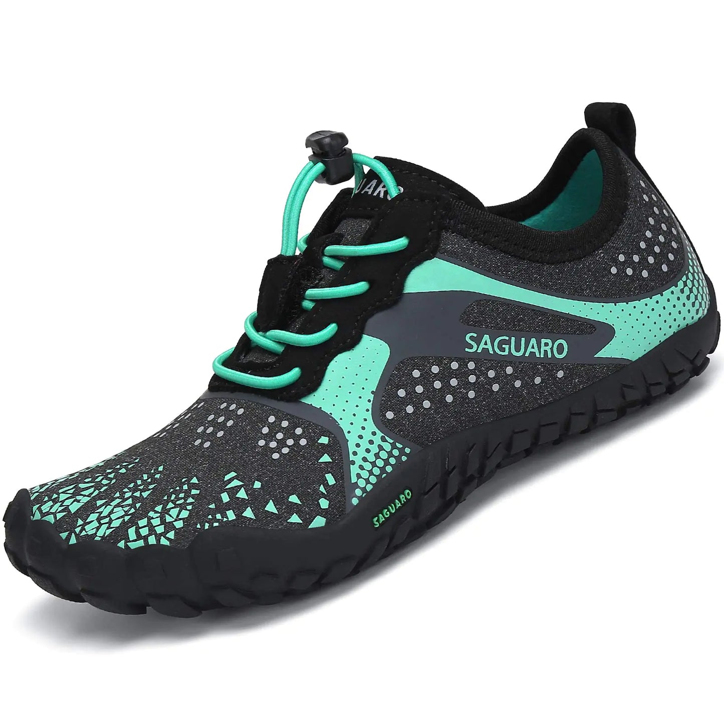 SAGUARO Kids Barefoot Shoes Boys Girls Quick Dry Aqua Athletic Sneakers Lightweight Sport Shoes Toddler Water Shoes Gray/Green 12 Little Kid