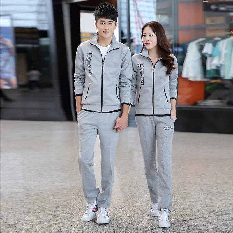 Couple's Sports Leisure Set with Fashion Jacket & Pants