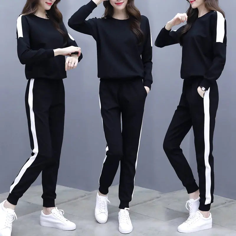 Korean Style Women's Sportswear Set with Long Sleeves