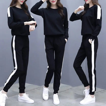 Korean Style Women's Sportswear Set with Long Sleeves