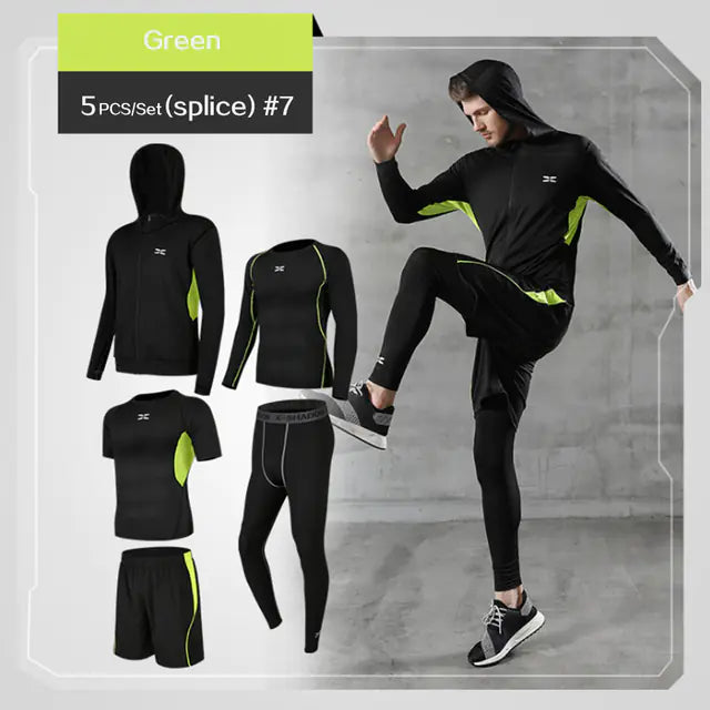 Men's Plus Size Five-Piece Running Sportswear Set