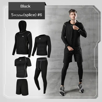 Men's Plus Size Five-Piece Running Sportswear Set