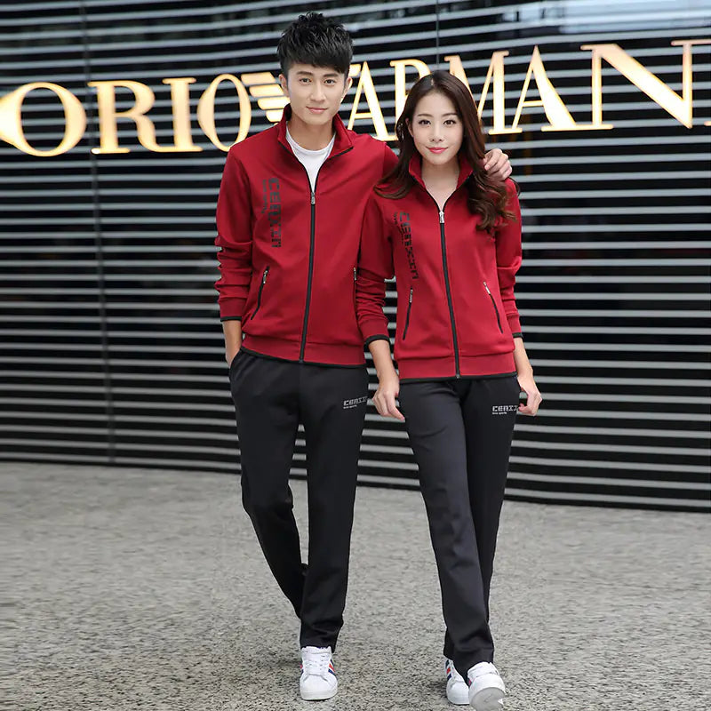 Couple's Sports Leisure Set with Fashion Jacket & Pants
