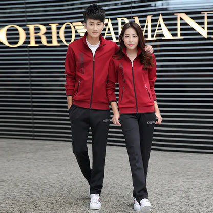 Couple's Sports Leisure Set with Fashion Jacket & Pants