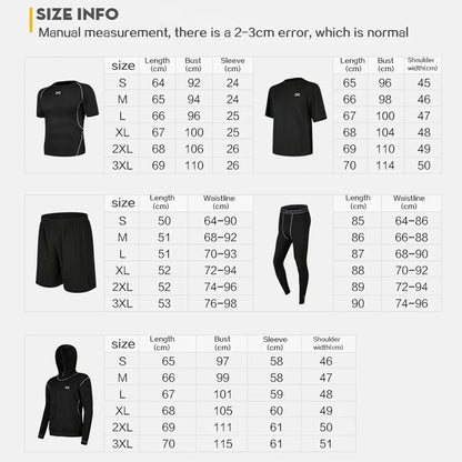 Men's Plus Size Five-Piece Running Sportswear Set
