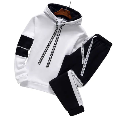 Men's Hooded Tracksuit Set for Autumn Winter Wear