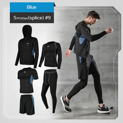 Men's Plus Size Five-Piece Running Sportswear Set