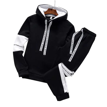 Men's Hooded Tracksuit Set for Autumn Winter Wear