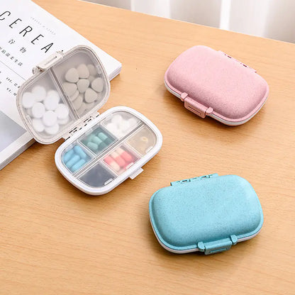 Portable 8-Grid Wheat Straw Medicine Storage Box