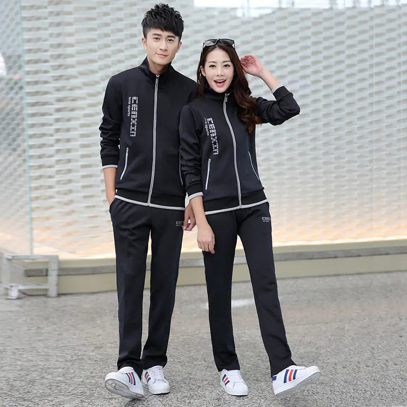 Couple's Sports Leisure Set with Fashion Jacket & Pants