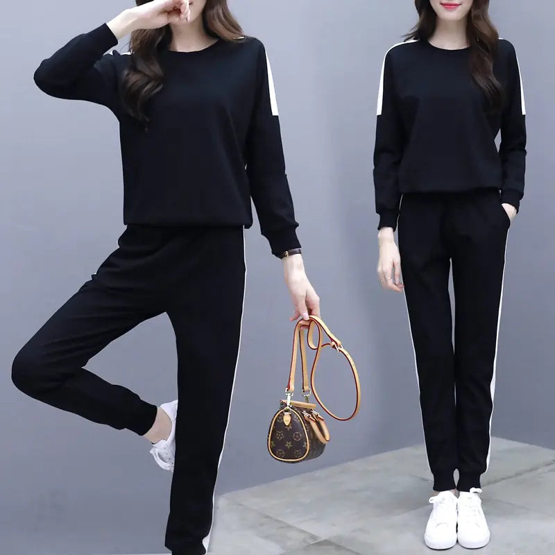 Korean Style Women's Sportswear Set with Long Sleeves