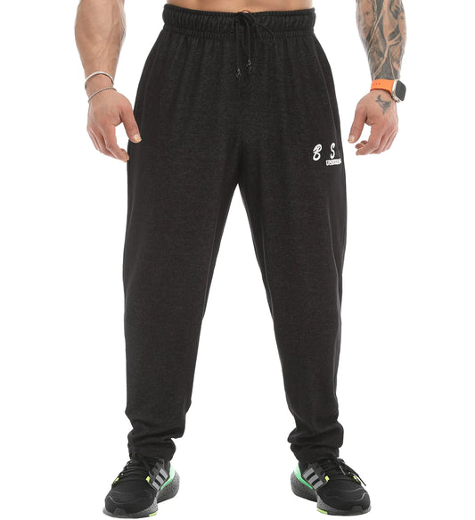 BIG SAM SPORTSWEAR COMPANY Mens Loose Fit Sweatpants with Pockets Bodybuilding Workout Comfort Design Baggy Muscle Pants (Black Basic L)