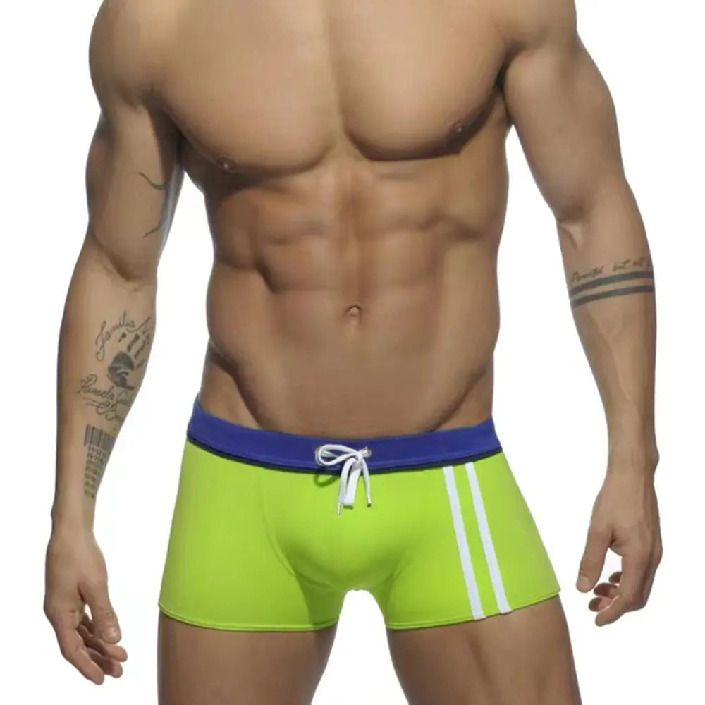 JESSBORN Men's Stylish Low Waist Square Swim Trunks