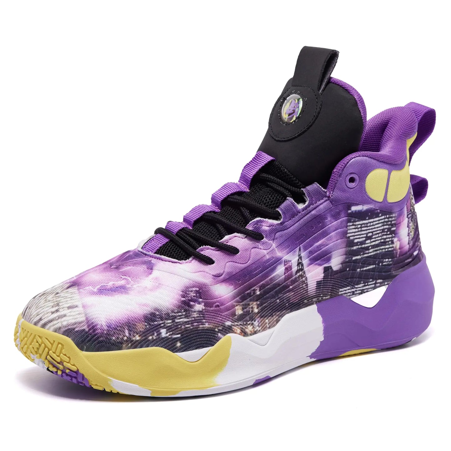 Women Men Basketball Shoes Fashion Running Sneakers Colorful Painting Sport Shoes Purple Size 10