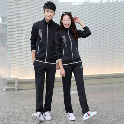 Couple's Sports Leisure Set with Fashion Jacket & Pants