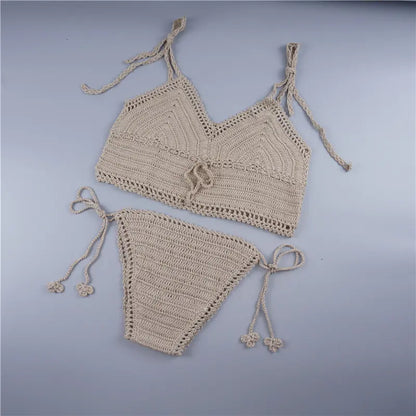 Handmade Striped Bikini Set - Women's Two-Piece Swimwear