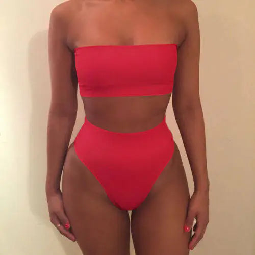 Sexy Strapless Two-Piece Bikini Swimwear Set