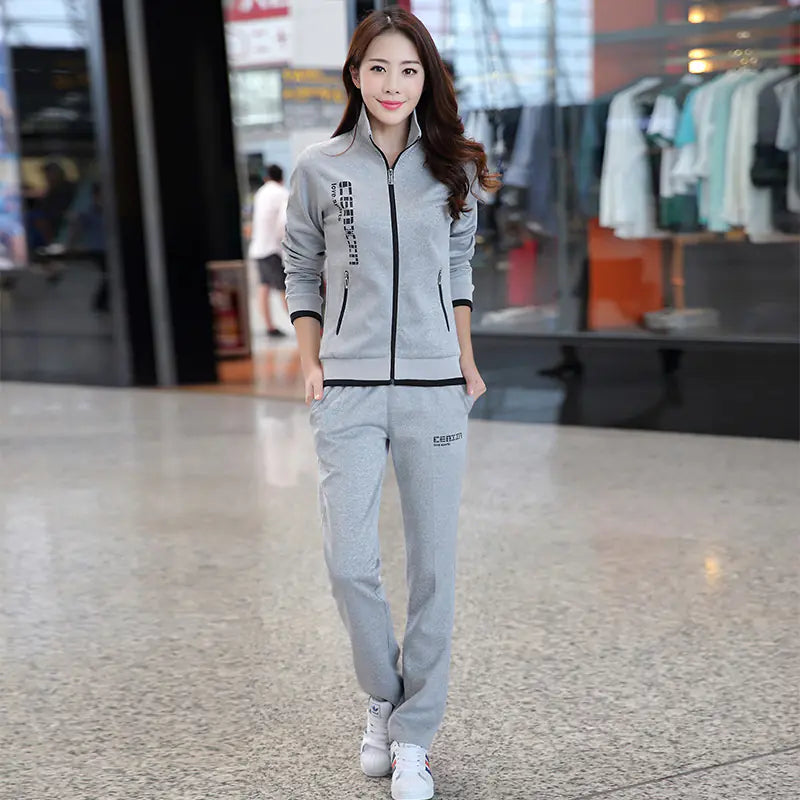 Couple's Sports Leisure Set with Fashion Jacket & Pants