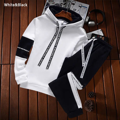 Men's Hooded Tracksuit Set for Autumn Winter Wear