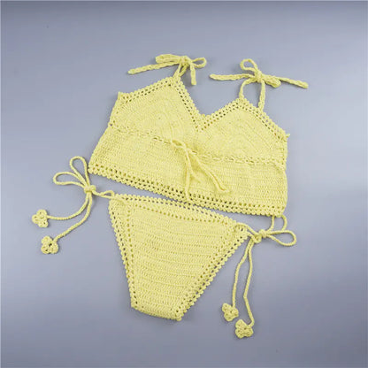 Handmade Striped Bikini Set - Women's Two-Piece Swimwear