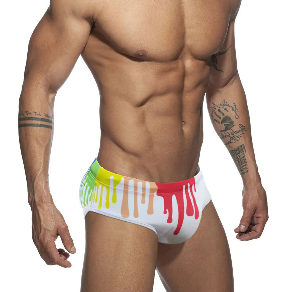 Stylish Men's Colorful Print Triangle Swim Trunks