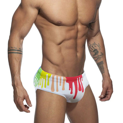 Stylish Men's Colorful Print Triangle Swim Trunks