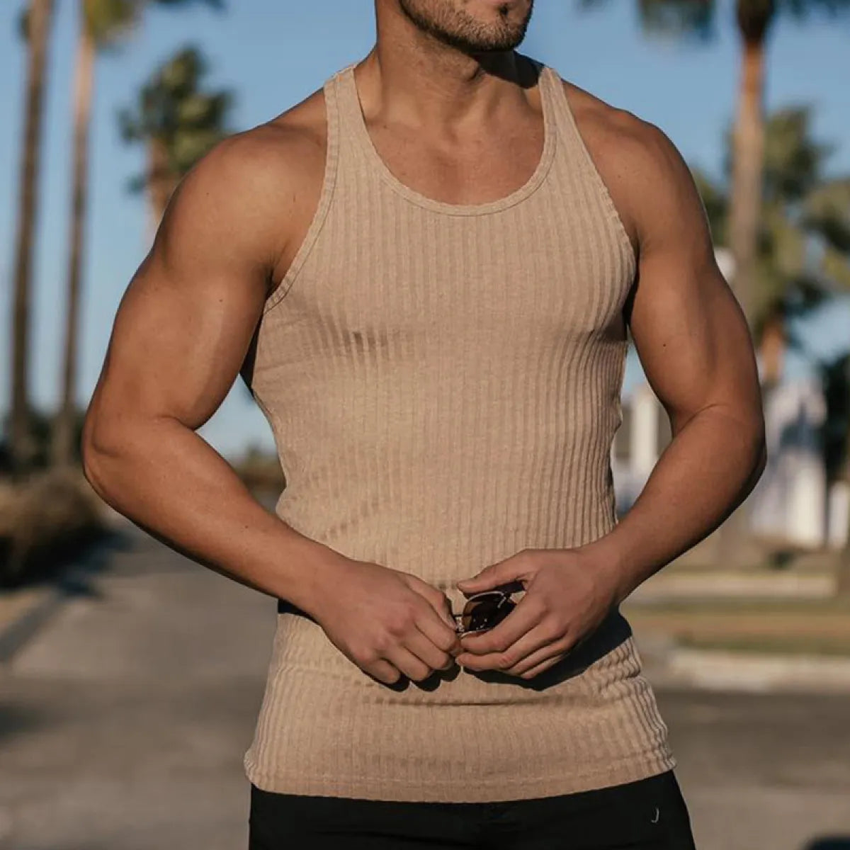 Vertical Stripe Sleeveless Sportswear