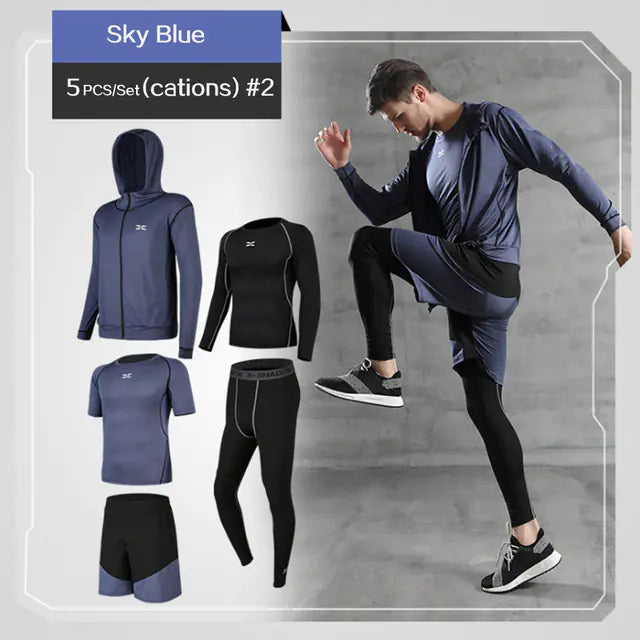 Men's Plus Size Five-Piece Running Sportswear Set