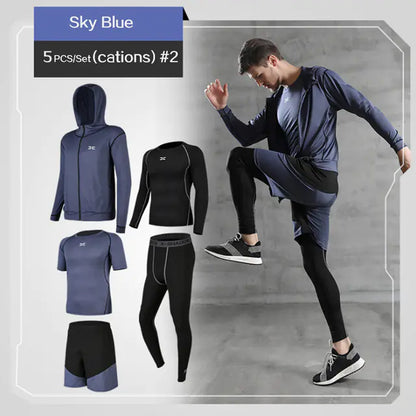 Men's Plus Size Five-Piece Running Sportswear Set