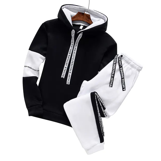Men's Hooded Tracksuit Set for Autumn Winter Wear