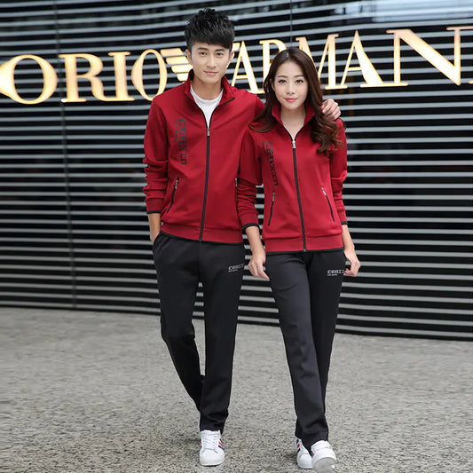 Couple's Sports Leisure Set with Fashion Jacket & Pants