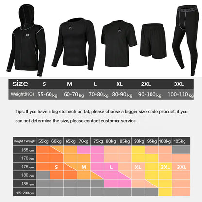 Men's Plus Size Five-Piece Running Sportswear Set