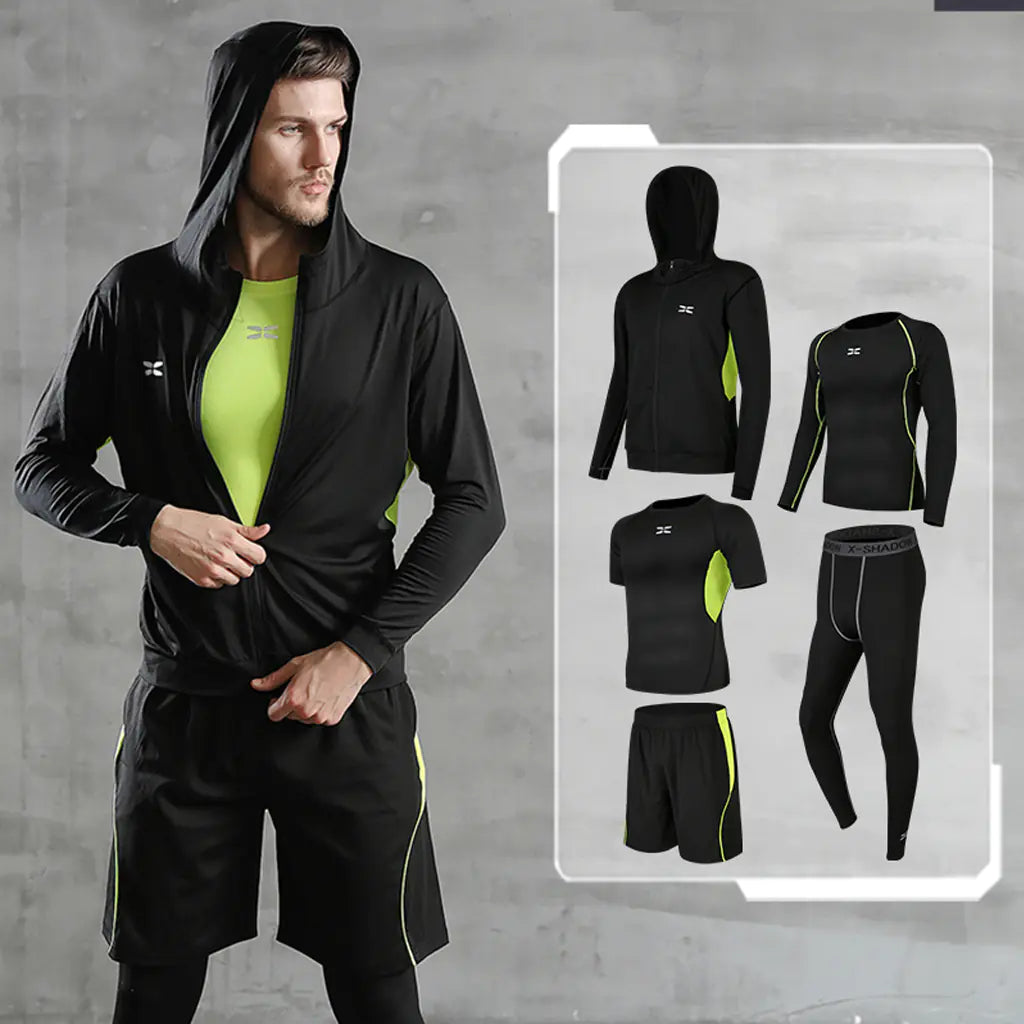 Men's Plus Size Five-Piece Running Sportswear Set