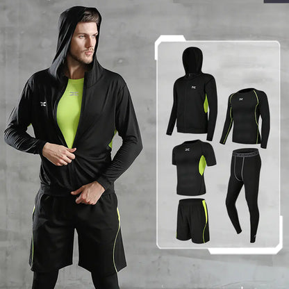 Men's Plus Size Five-Piece Running Sportswear Set