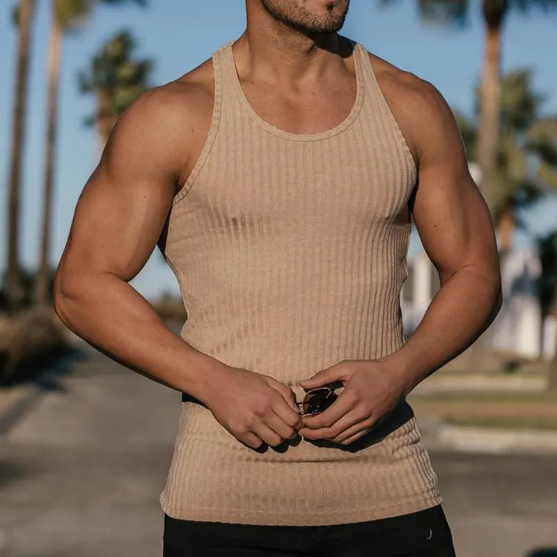Vertical Stripe Sleeveless Sportswear