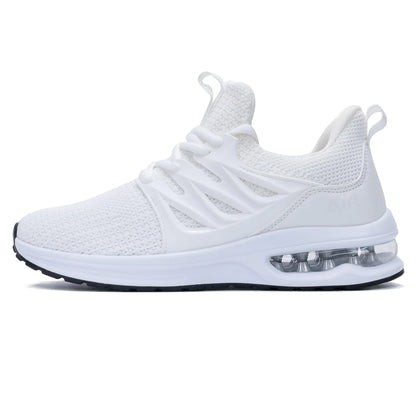 MAFEKE Womens Air Running Shoes Tennis Walking Sneakers Athletic Sport Shoes Lightweight Slip On Footwear for Gym Jogging White Size 11