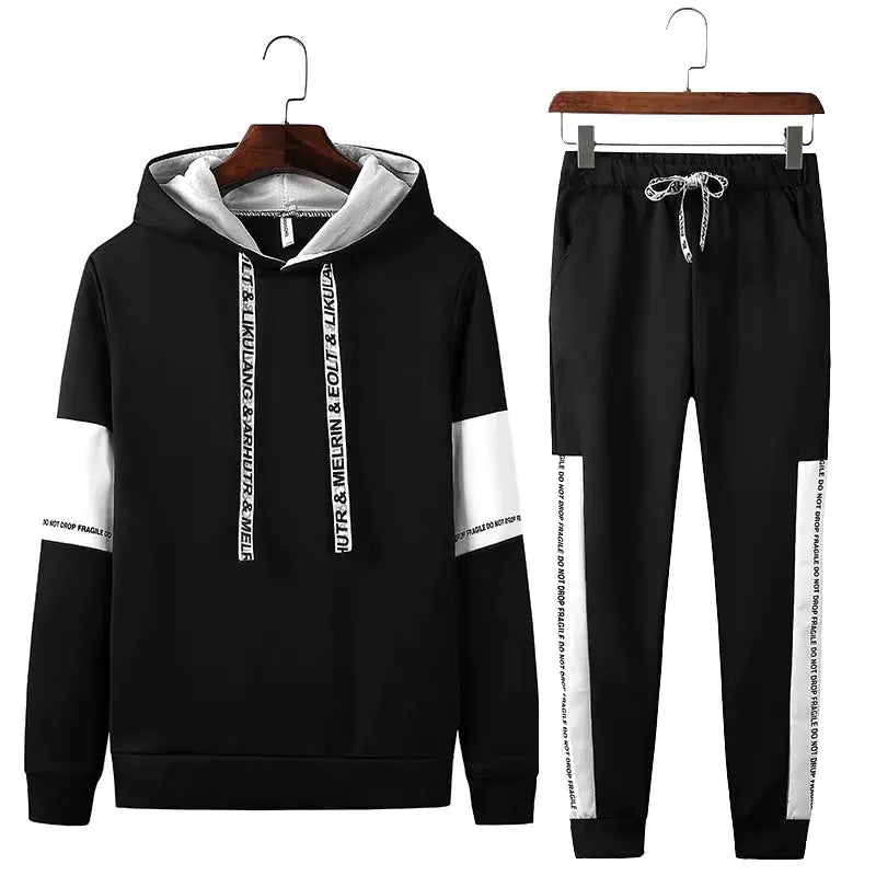 Men's Hooded Tracksuit Set for Autumn Winter Wear